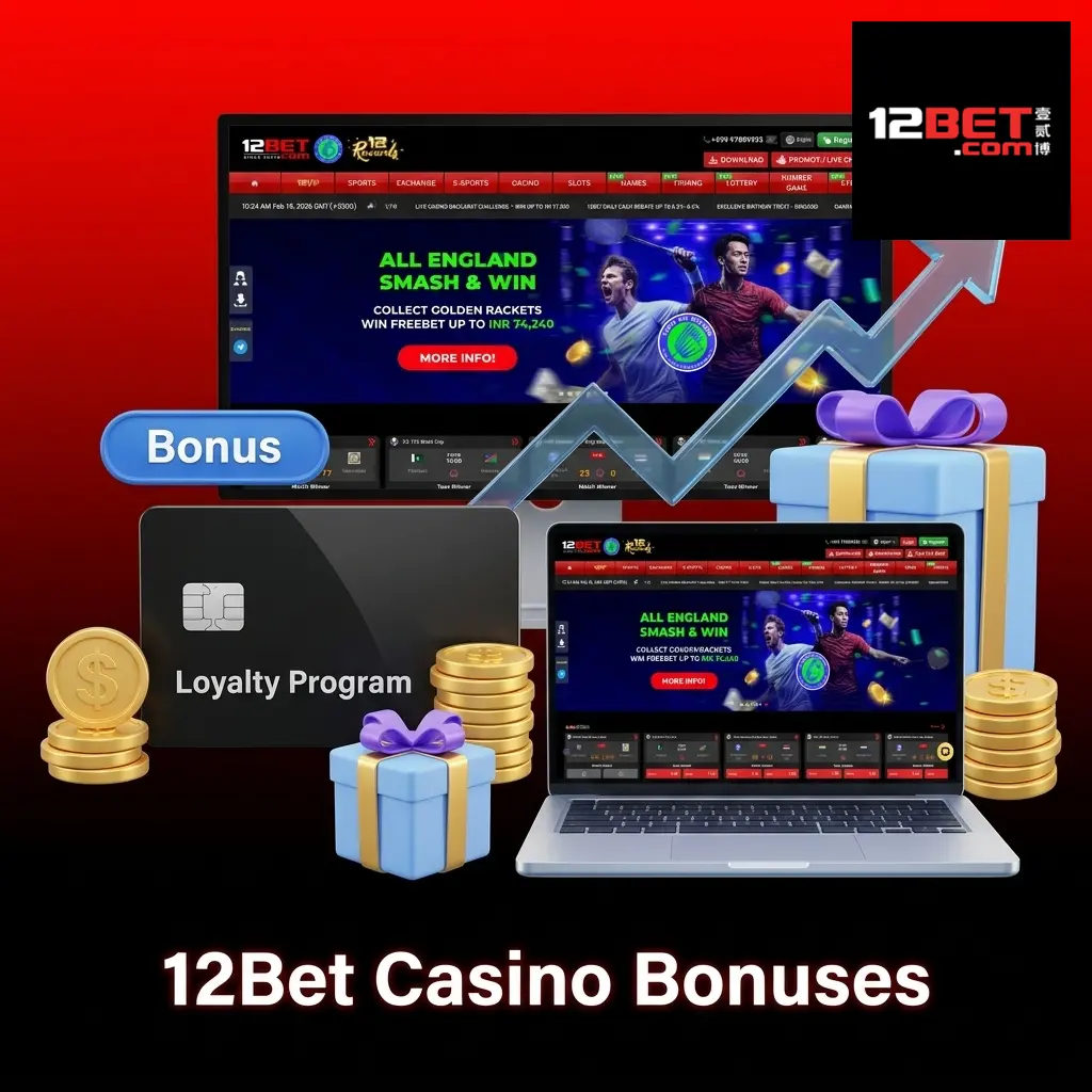 12Bet casino bonuses for Indian players including welcome bonus, reload, cashback, free spins, and refer a friend offers