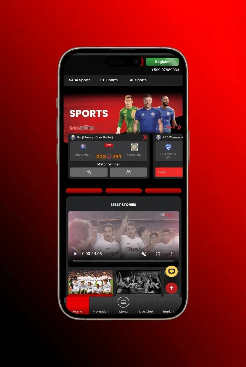 12Bet casino lobby showing slots, live dealer tables, and crash games from Evolution Gaming and Pragmatic Play
