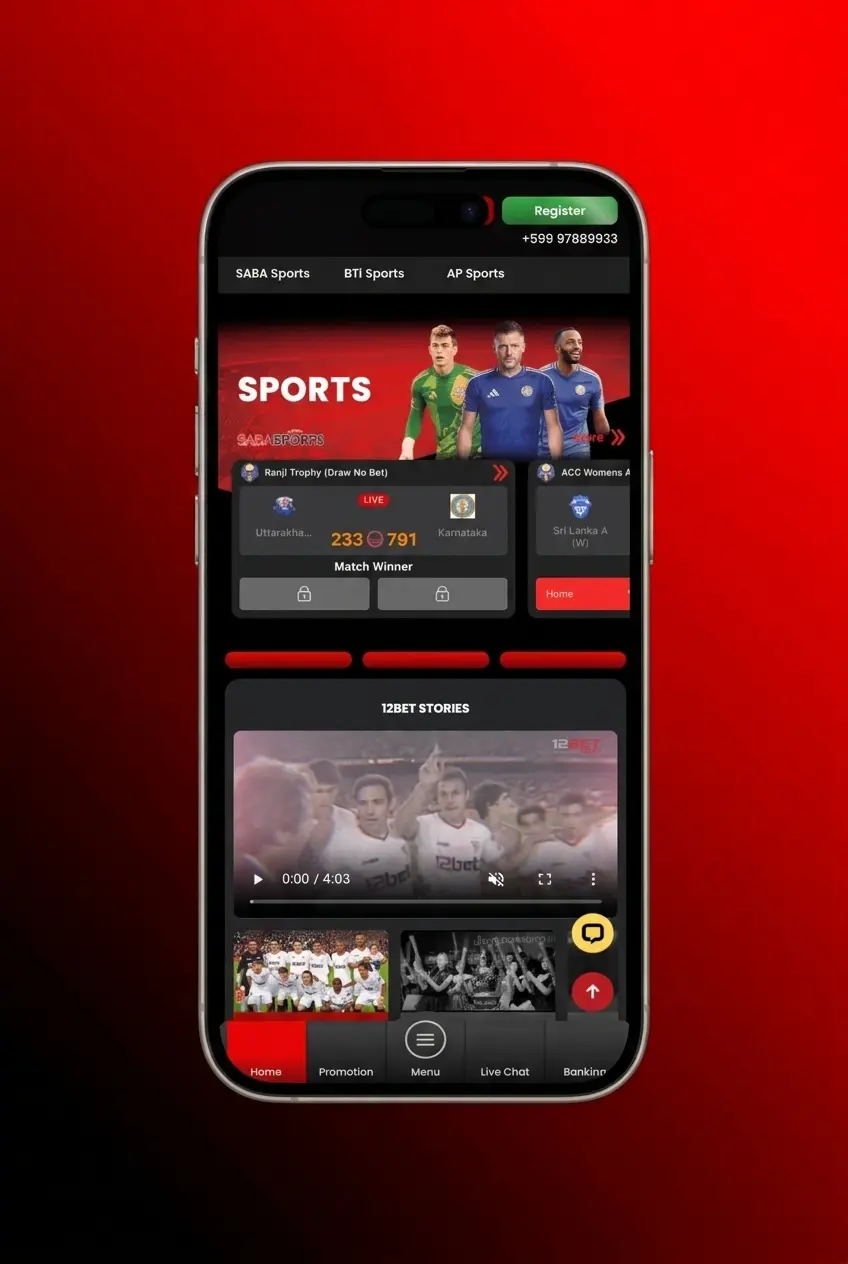 12Bet casino homepage showing slots, live dealer tables, and crash games from Evolution Gaming and Pragmatic Play