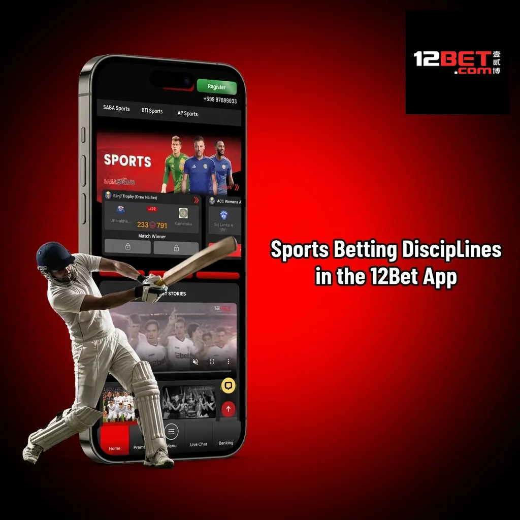 12Bet app sports betting disciplines including cricket, football, tennis, basketball, eSports, and more